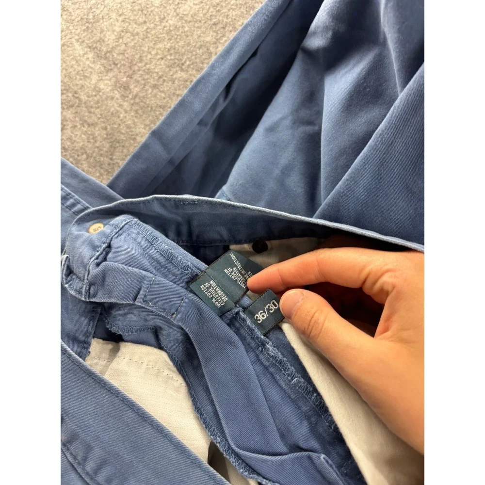 Polo Ralph Lauren Blue Twill Straight Leg Chino Pants Cotton Mens 36x30 Prep SEE